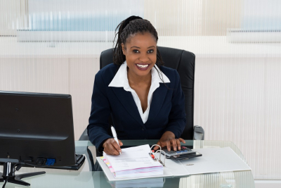 female agent smiling